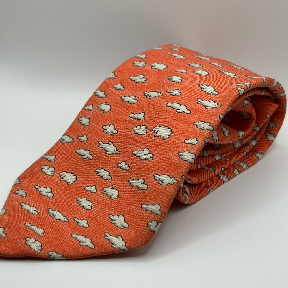 Orange Cloud Pattern Tie - image 4